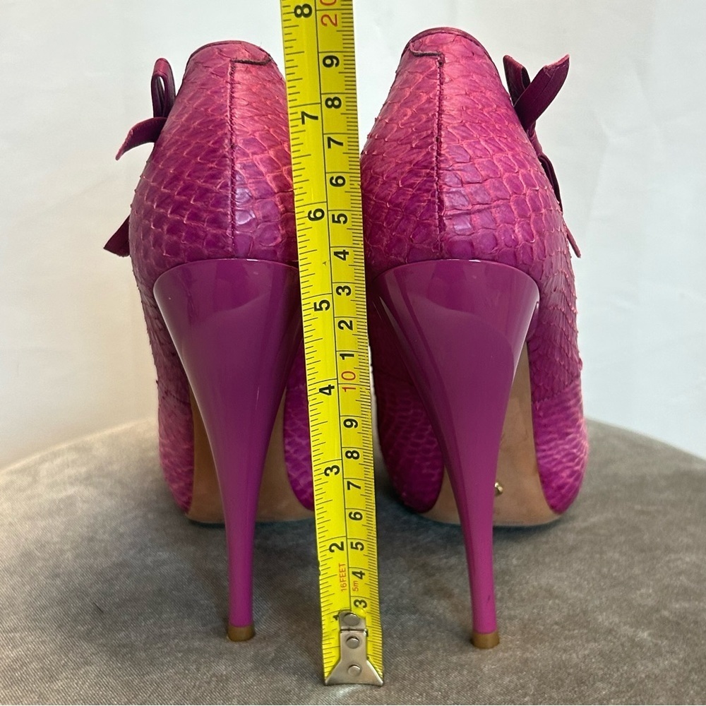 Viktor & Rolf pink snake print embossed bow stiletto high heels Sz 39 - Picture 7 of 10